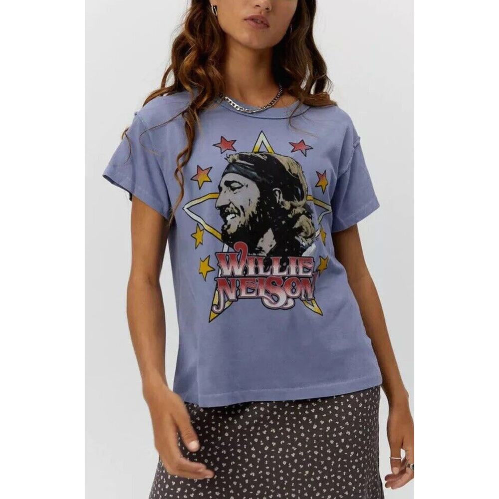 Daydreamer Willie Nelson Reversible Blue Purple‎ Graphic T-Shirt Women's XS NWT